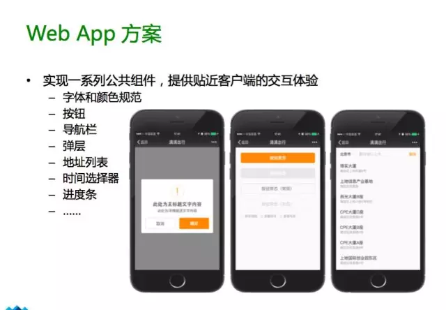 Web App 的公共组件:字体颜色规范、按钮、导航栏、弹层、地址列表、时间选择器、进度条
